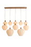 Hanging lamp 10L 138x49x180 cm HUXI wood prnt nat+linn cream