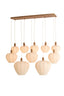 Hanging lamp 10L 138x49x180 cm HUXI wood prnt nat+linn cream