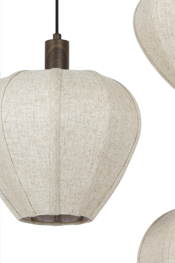 Hanging lamp 10L 138x49x180 cm HUXI wood prnt d brwn+linen n