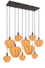 Hanging lamp 10L 138x49x180 cm HUXI wood prnt d brwn+linen n