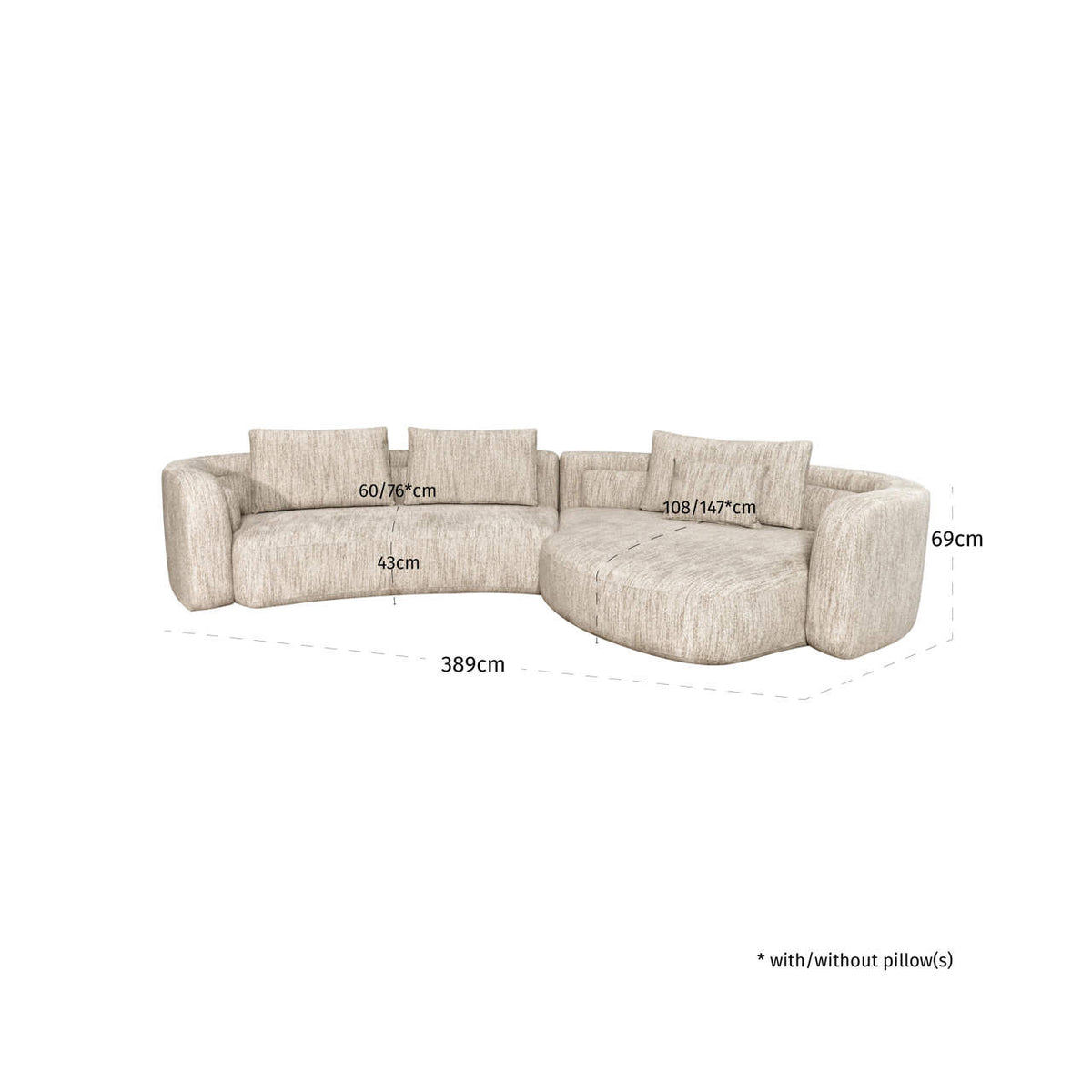 Sofa Angusto natural softweave lounge right