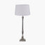 Canterbury Antique Silver Metal Table Lamp Base with Winston 35cm White Handloom Tapered Lampshade