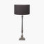 Canterbury Antique Silver Metal Table Lamp Base with Henry 30cm Grey Handloom Cylinder Lampshade
