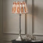 Canterbury Antique Silver Metal Table Lamp Base with Izara 35cm Cinnamon Ikat Patterned Mushroom Pleat Tapered Lampshade
