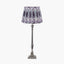 Canterbury Antique Silver Metal Table Lamp Base with Izara 35cm Lilac Ikat Patterned Mushroom Pleat Tapered Lampshade