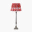 Canterbury Antique Silver Metal Table Lamp Base with Izara 35cm Red Ikat Patterned Mushroom Pleat Tapered Lampshade