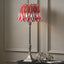 Canterbury Antique Silver Metal Table Lamp Base with Izara 35cm Red Ikat Patterned Mushroom Pleat Tapered Lampshade