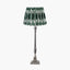 Canterbury Antique Silver Metal Table Lamp Base with Izara 35cm Racing Green Ikat Patterned Mushroom Pleat Tapered Lampshade