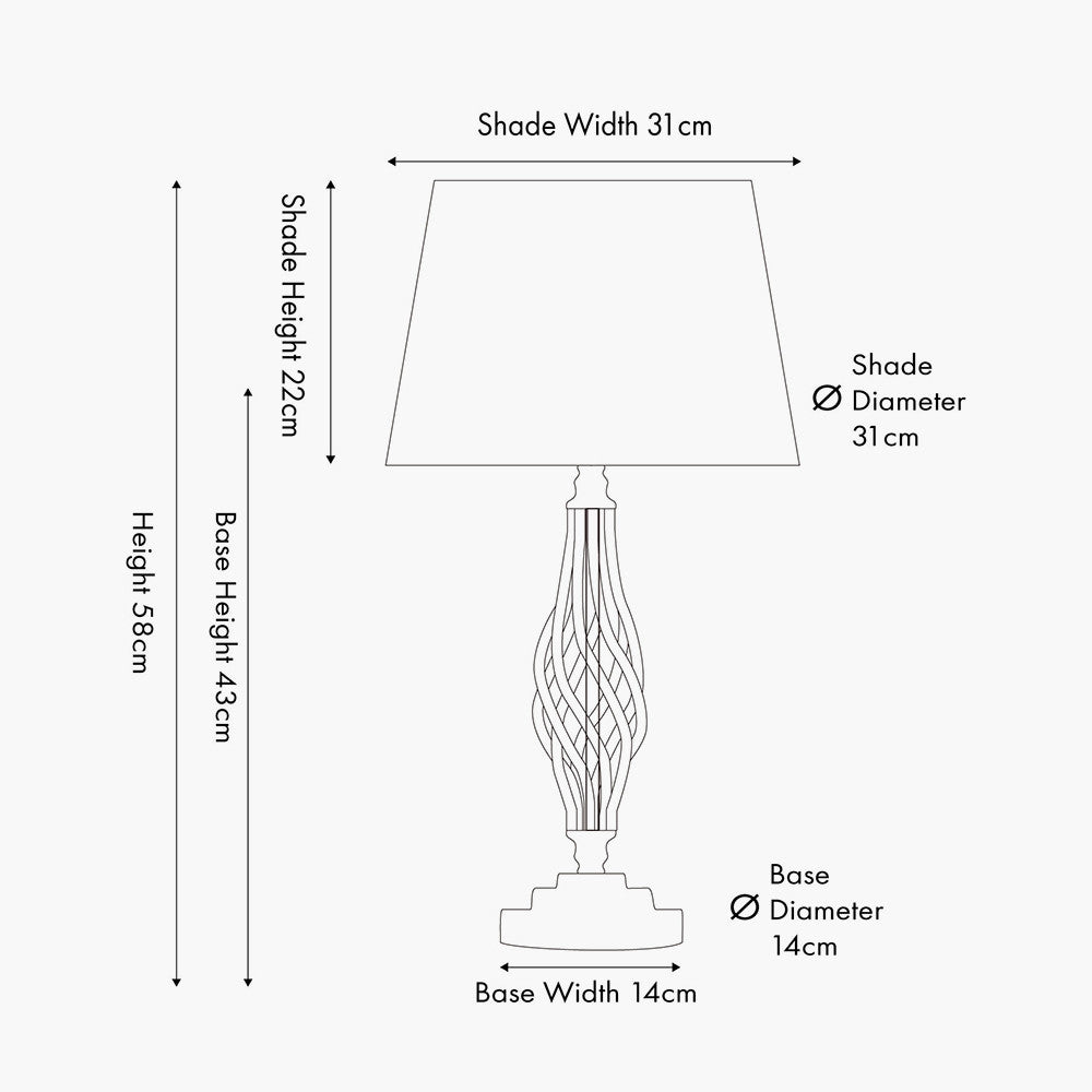 Jenna Silver Metal Twist Detail Table Lamp
