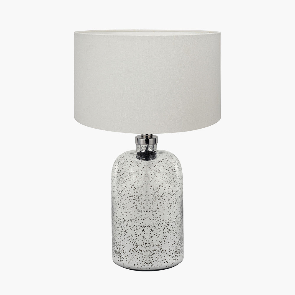Ophelia Small Mercurial Glass Table Lamp Base with Henry 30cm White Handloom Cylinder Lampshade