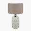 Ophelia Small Mercurial Glass Table Lamp Base with Edward 30cm Natural Linen Cylinder Lampshade