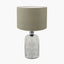Ophelia Small Mercurial Glass Table Lamp Base with Edward 30cm Pistachio Green Linen Cylinder Lampshade