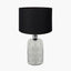 Ophelia Small Mercurial Glass Table Lamp Base with Lino 30cm Black Self Lined Linen Cylinder Lampshade