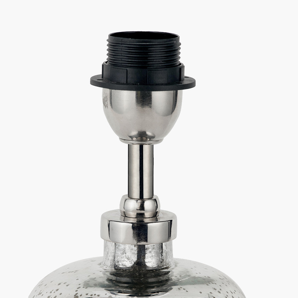 Ophelia Small Mercurial Glass Table Lamp Base with Lino 30cm Black Self Lined Linen Cylinder Lampshade