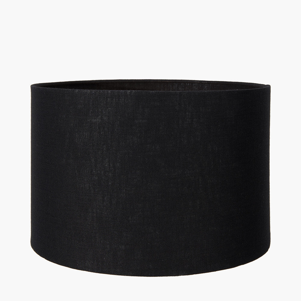 Ophelia Small Mercurial Glass Table Lamp Base with Lino 30cm Black Self Lined Linen Cylinder Lampshade