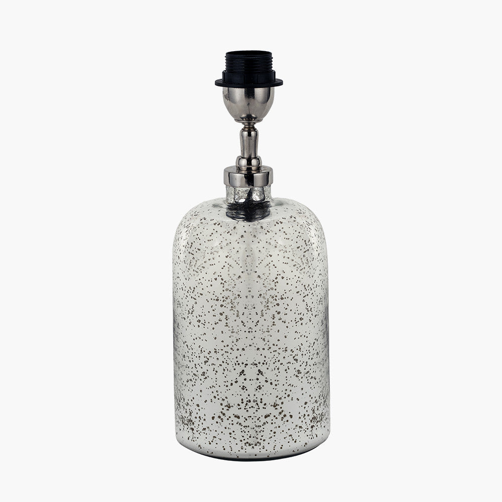 Ophelia Small Mercurial Glass Table Lamp Base with Lino 30cm Grey Self Lined Linen Cylinder Lampshade