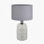 Ophelia Small Mercurial Glass Table Lamp Base with Lino 30cm Steel Grey Self Lined Linen Cylinder Lampshade