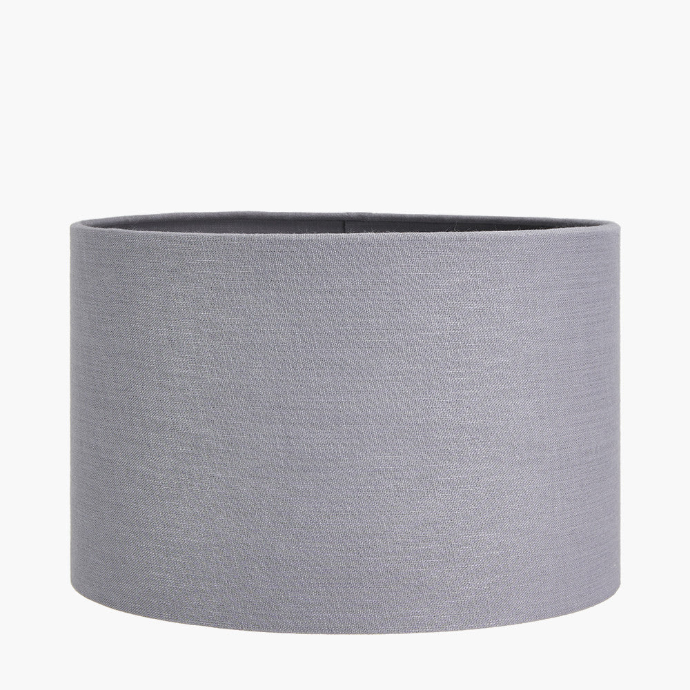 Ophelia Small Mercurial Glass Table Lamp Base with Lino 30cm Steel Grey Self Lined Linen Cylinder Lampshade