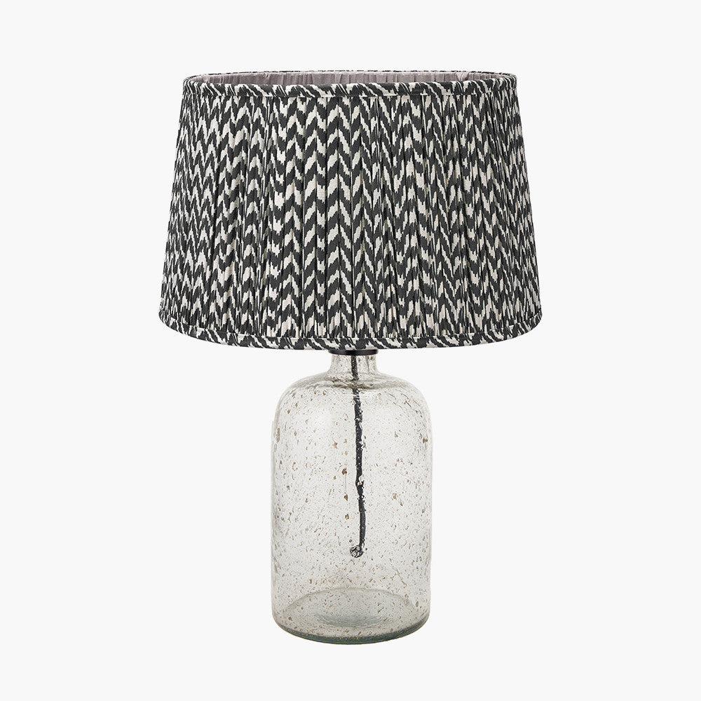 Ophelia Small Grey Bubble Glass Table Lamp Base with Vienna 35cm Black Chevron Mushroom Pleat Lampshade