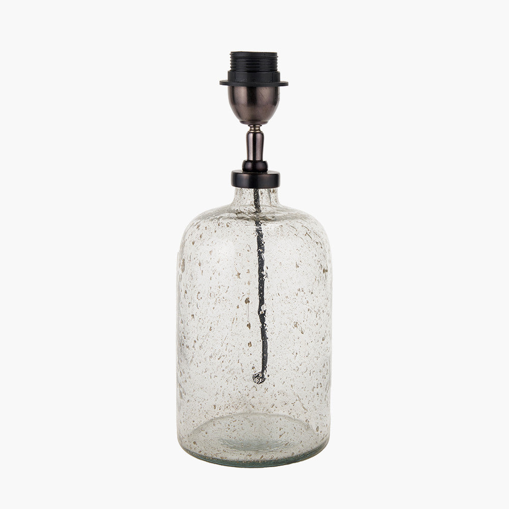 Ophelia Small Grey Bubble Glass Table Lamp Base with Vienna 35cm Black Chevron Mushroom Pleat Lampshade