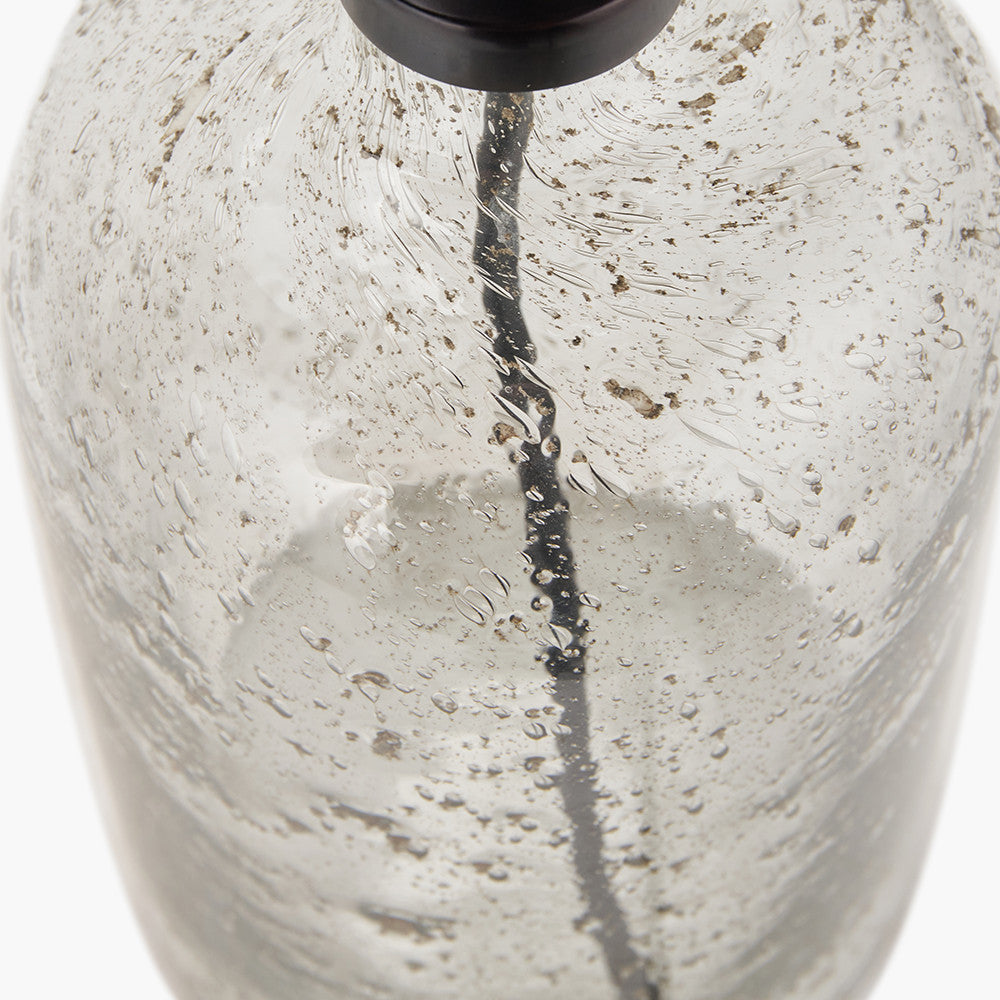 Ophelia Small Grey Bubble Glass Table Lamp Base with Vienna 35cm Black Chevron Mushroom Pleat Lampshade
