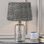 Ophelia Small Grey Bubble Glass Table Lamp Base with Vienna 35cm Black Chevron Mushroom Pleat Lampshade