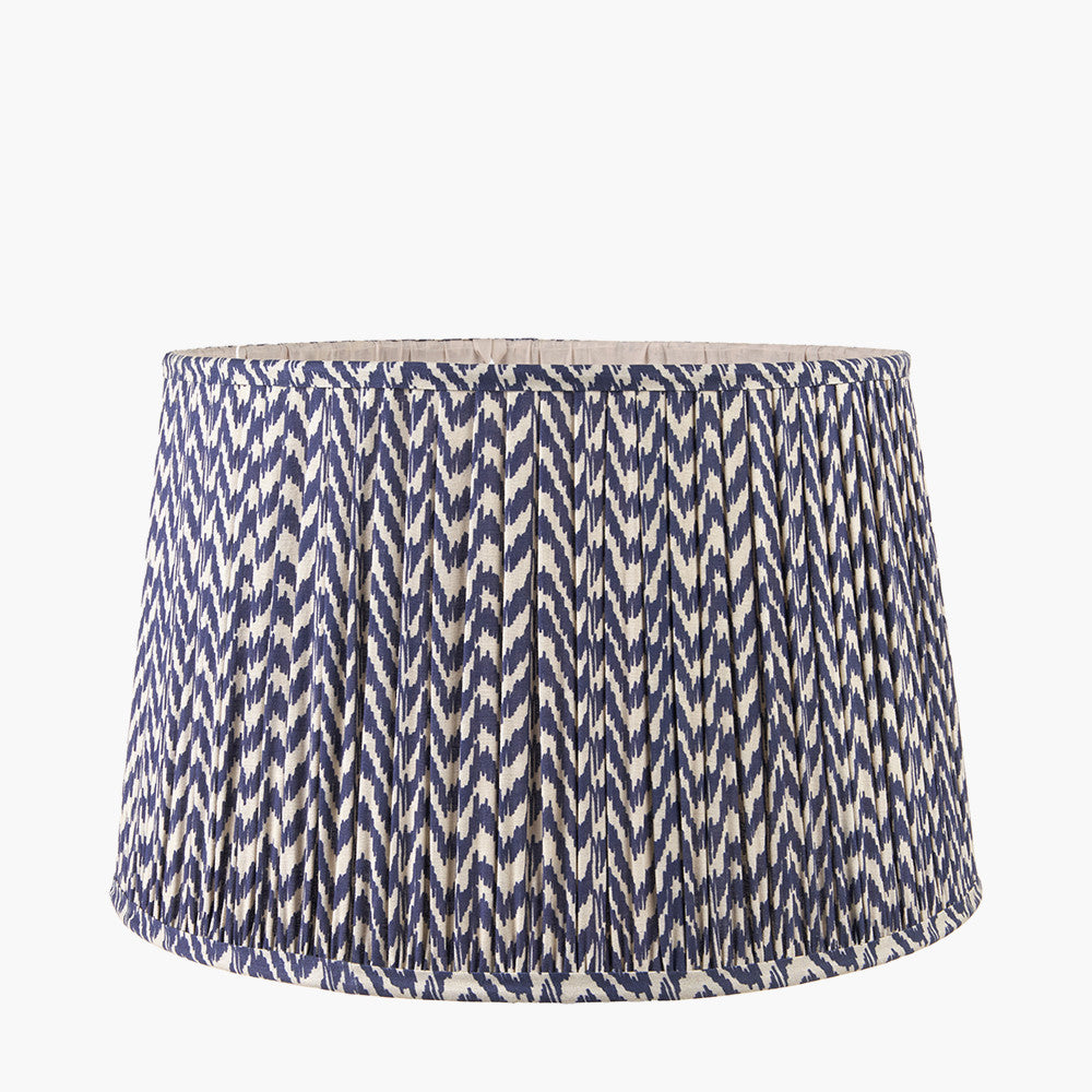 Ophelia Small Grey Bubble Glass Table Lamp Base with Vienna 35cm Blue Chevron Mushroom Pleat Lampshade