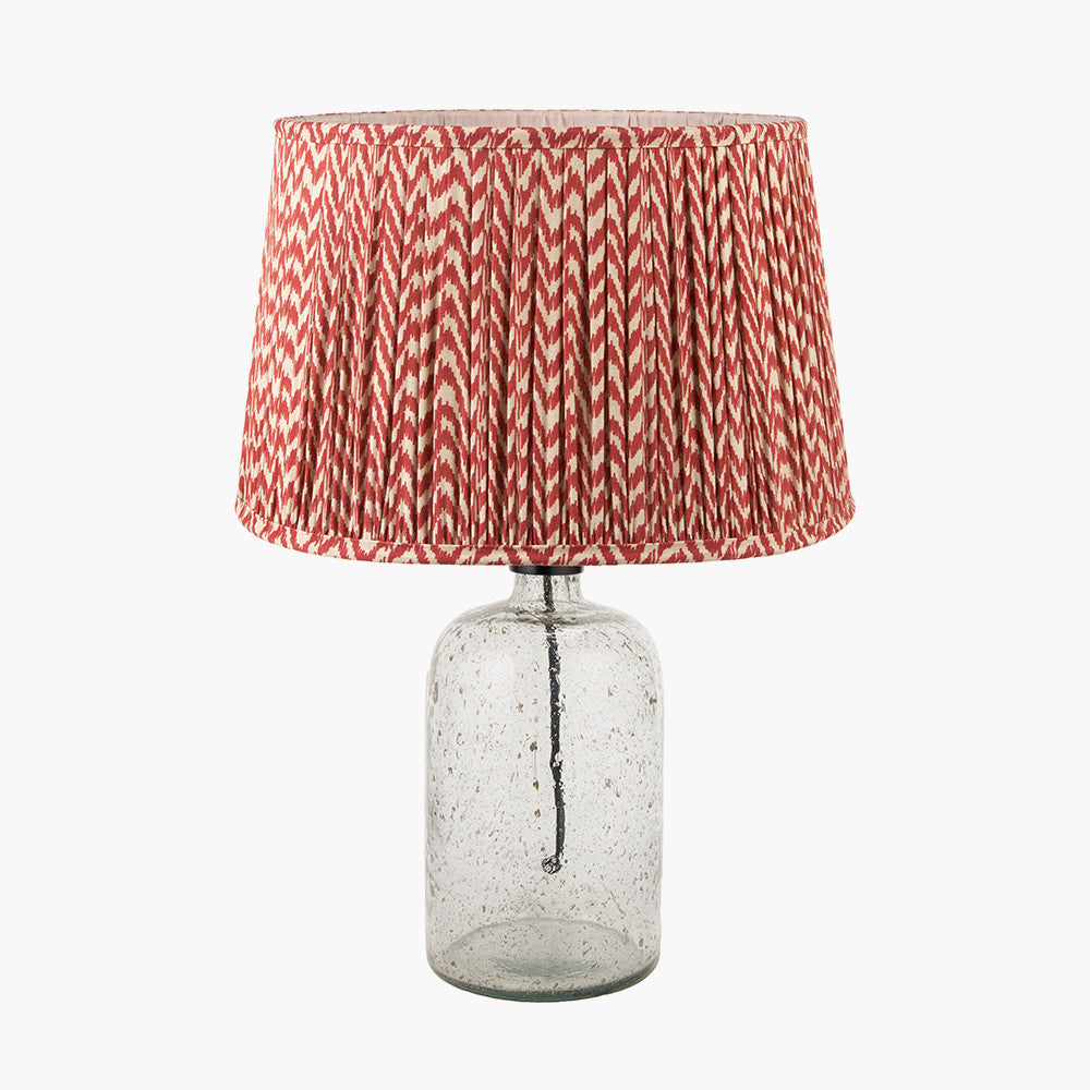 Ophelia Small Grey Bubble Glass Table Lamp Base with Vienna 35cm Red Chevron Mushroom Pleat Lampshade