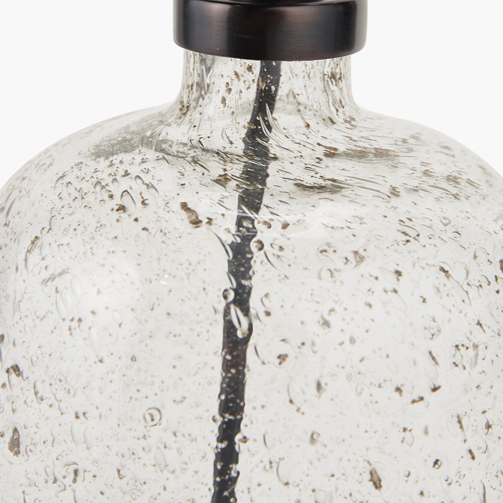Ophelia Small Grey Bubble Glass Table Lamp Base with Vienna 35cm Taupe Chevron Mushroom Pleat Lampshade