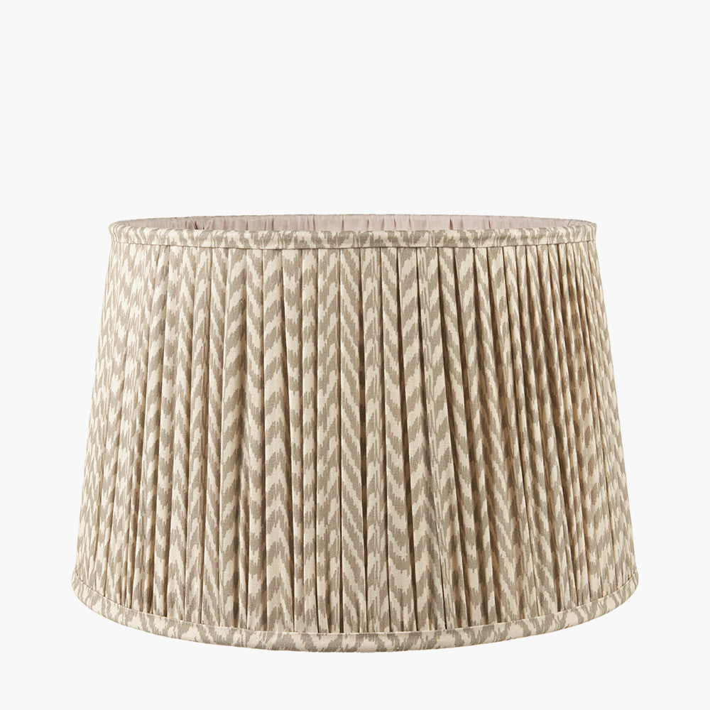 Ophelia Small Grey Bubble Glass Table Lamp Base with Vienna 35cm Taupe Chevron Mushroom Pleat Lampshade