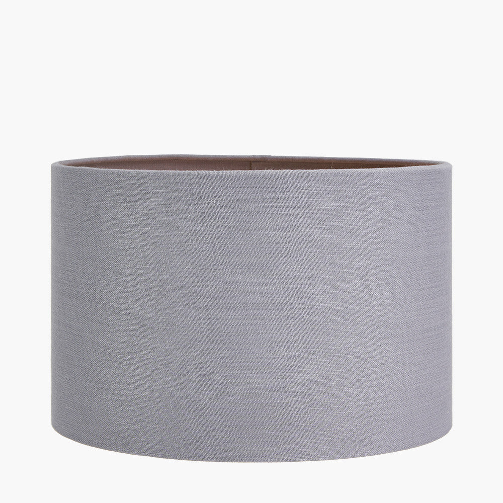 Ophelia Small Grey Bubble Glass Table Lamp Base with Lino 30cm Steel Grey Self Lined Linen Cylinder Lampshade