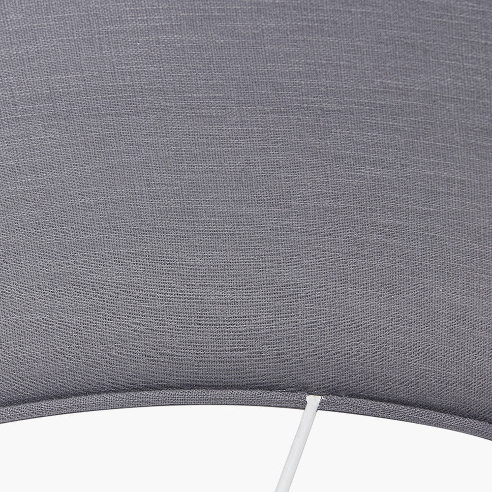 Ophelia Small Grey Bubble Glass Table Lamp Base with Lino 30cm Steel Grey Self Lined Linen Cylinder Lampshade
