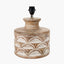 Kingsbury White Wash Large Carved Wood Table Lamp Base with Lino 40cm Grey Self Lined Linen Cylinder Lampshade