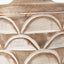 Kingsbury White Wash Large Carved Wood Table Lamp Base with Lino 40cm Grey Self Lined Linen Cylinder Lampshade