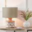 Kingsbury White Wash Large Carved Wood Table Lamp Base with Lino 40cm Grey Self Lined Linen Cylinder Lampshade