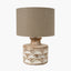 Kingsbury White Wash Large Carved Wood Table Lamp