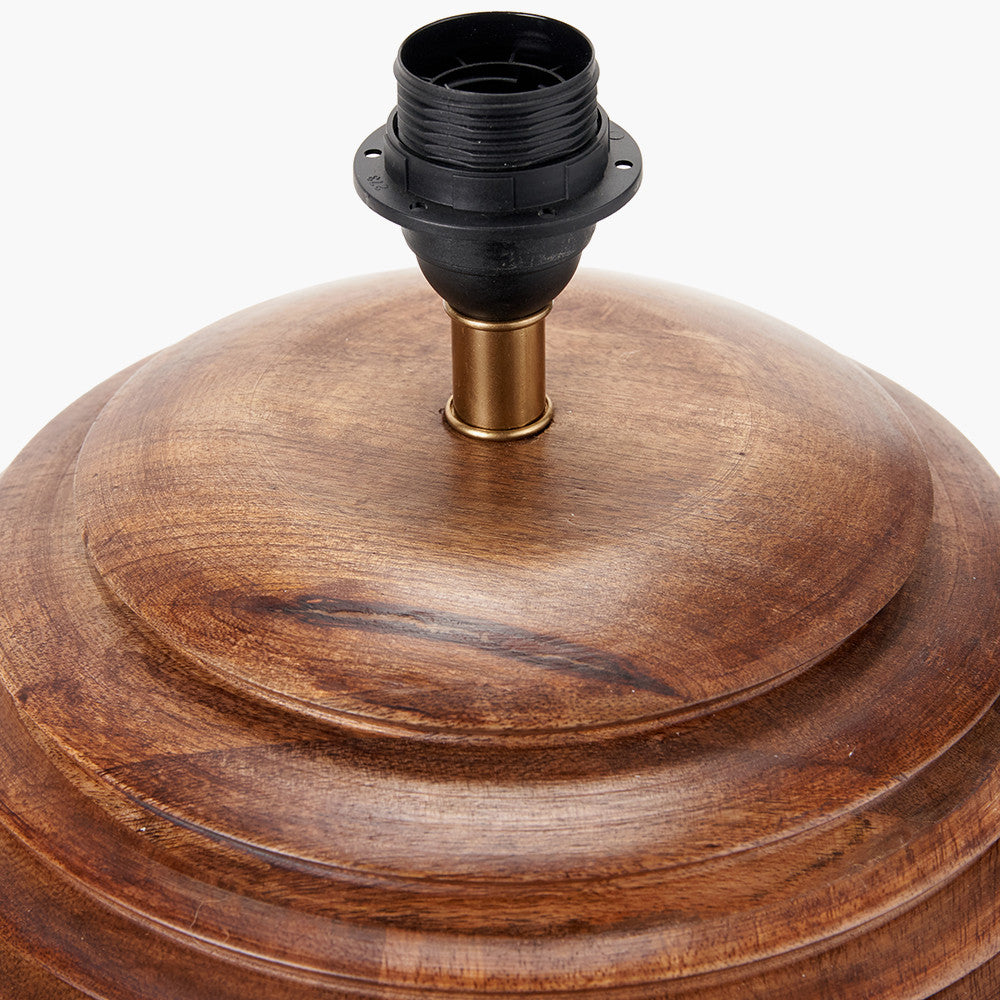 Pembury Brown Wash Large Turned Wood Table Lamp Base with Harry 40cm Ivory Cotton Mix Cylinder Lampshade