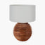 Pembury Brown Wash Large Turned Wood Table Lamp Base with Harry 40cm Ivory Cotton Mix Cylinder Lampshade