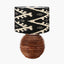Pembury Brown Wash Large Turned Wood Table Lamp Base with Lars 40cm Black Ikat Patterned Cylinder Lampshade
