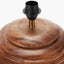 Pembury Brown Wash Large Turned Wood Table Lamp Base with Lars 40cm Black Ikat Patterned Cylinder Lampshade