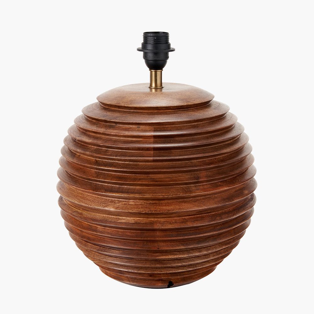 Pembury Brown Wash Large Turned Wood Table Lamp