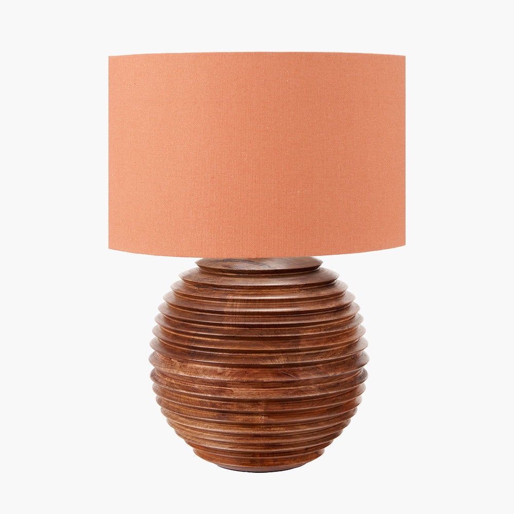 Pembury Brown Wash Large Turned Wood Table Lamp