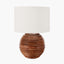 Pembury Brown Wash Large Turned Wood Table Lamp