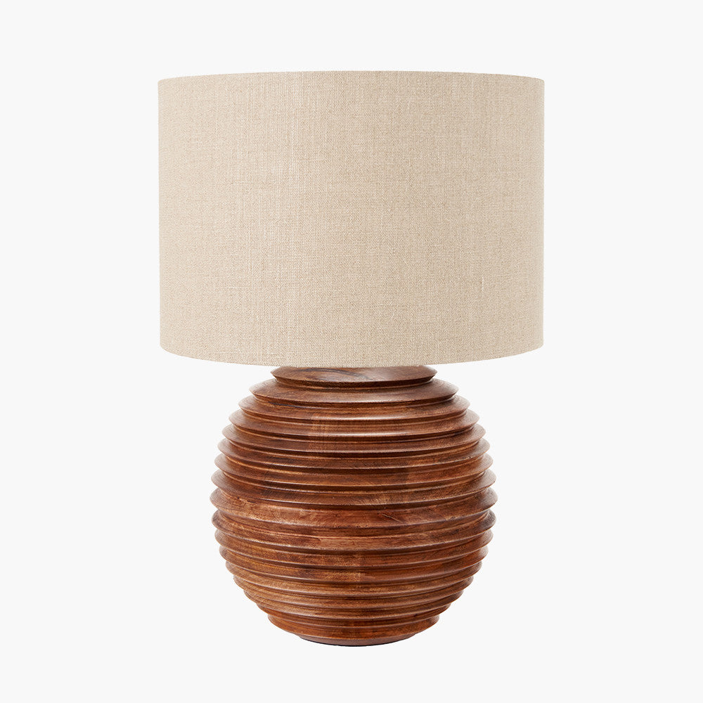 Pembury Brown Wash Large Turned Wood Table Lamp
