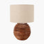 Pembury Brown Wash Large Turned Wood Table Lamp