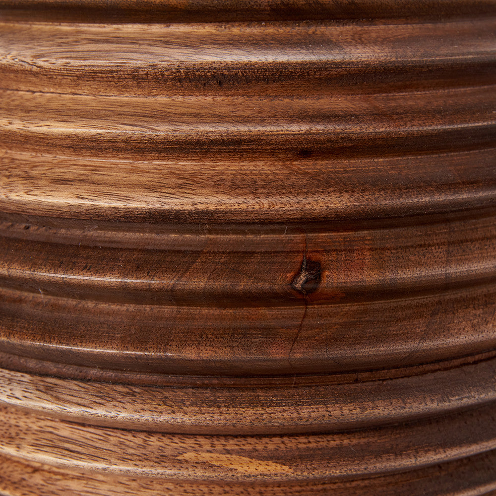 Pembury Brown Wash Turned Wood Table Lamp Base with Harry 30cm Ivory Cotton Mix Cylinder Lampshade