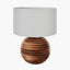 Pembury Brown Wash Turned Wood Table Lamp Base with Harry 30cm Ivory Cotton Mix Cylinder Lampshade
