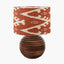Pembury Brown Wash Turned Wood Table Lamp Base with Lars 30cm Cinnamon Ikat Patterned Cylinder Lampshade