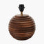 Pembury Brown Wash Turned Wood Table Lamp Base with Lars 30cm Ocean Blue Ikat Patterned Cylinder Lampshade