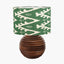 Pembury Brown Wash Turned Wood Table Lamp Base with Lars 30cm Racing Green Ikat Patterned Cylinder Lampshade